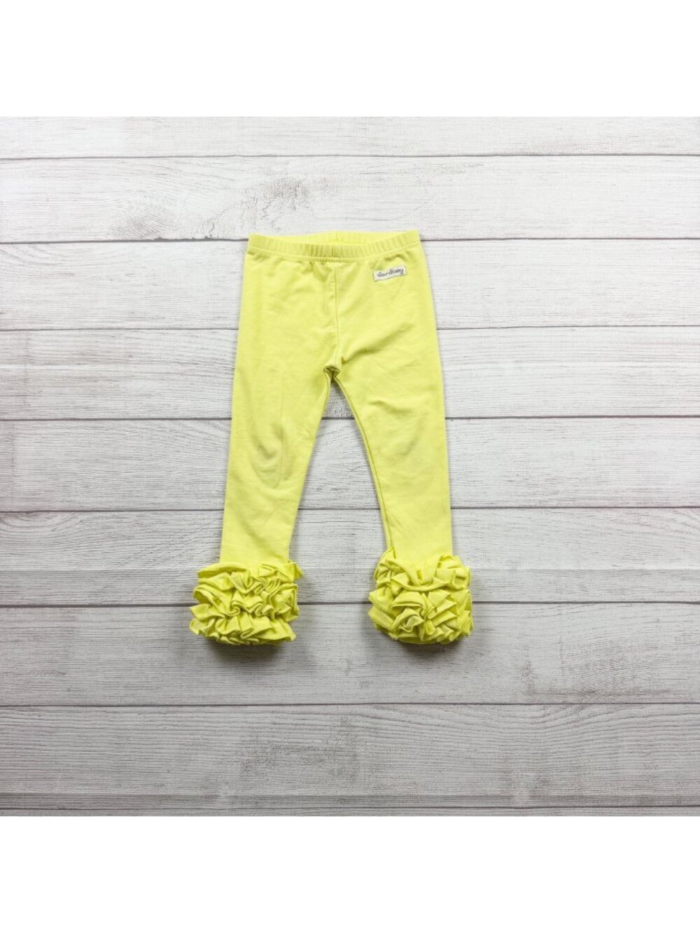 Sew Sassy Girls Yellow Ruffle Leggings Bennys Cotton Blend Elastic Waist 2T